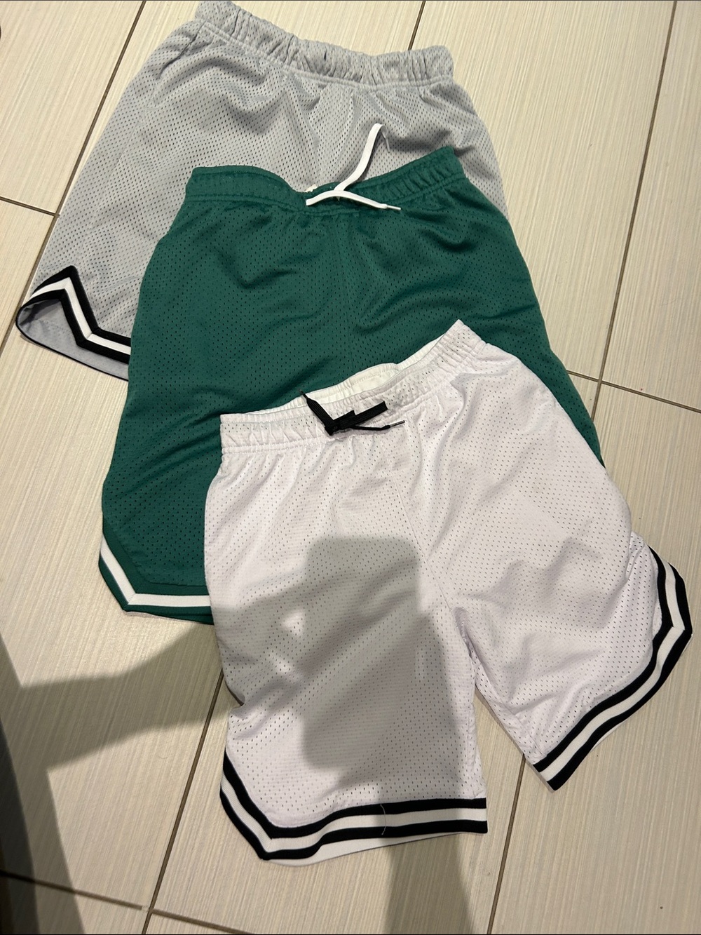 Men's Mesh Athletic Shorts - White, Green, Gray 20 for 3